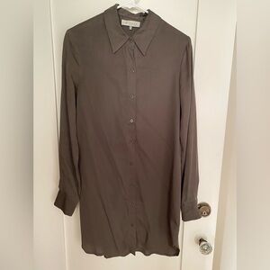 Wayf Olive Green Button-Up Shirt Dress
